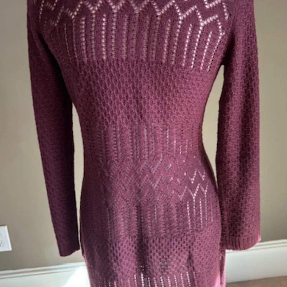 Love Ellie Burgandy Benhill Pointelle Duster Cardigan Medium Petite - Picture 6 of 10
